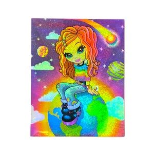 Lisa Frank Pocket Folder Glitter Terra Linda Planets Outer Space NEW & UNPUNCHED